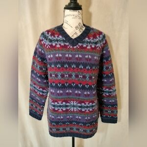 EUC! Valerie Stevens V-Neck Patterned Sweater. Size PL